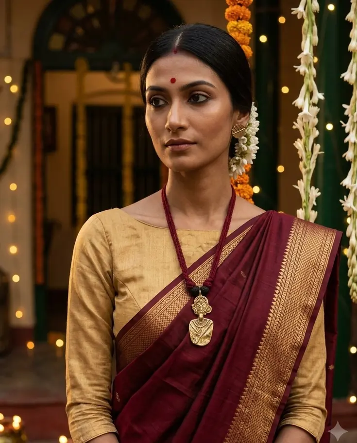 Wedding guest look with the Putul dokra necklace set